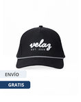 Cargar la imagen en la vista de la galería, Gorra deportiva Velaz color negro con bordado blanco, accesorio de estilo de vida para padel